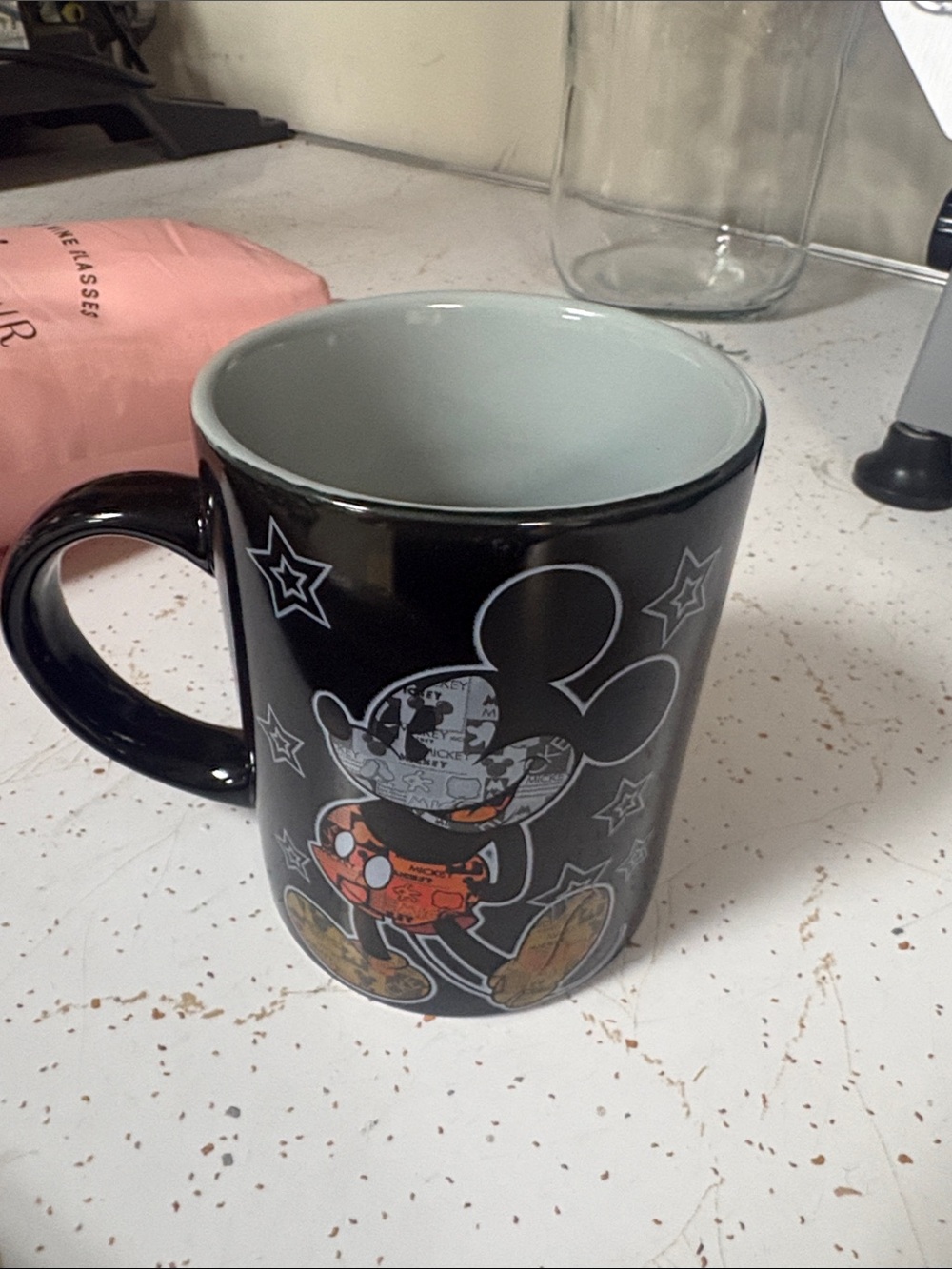 Disney Mug Jerry Leigh Black Large 16 oz Mickey Newsprint Journalist Writer Star